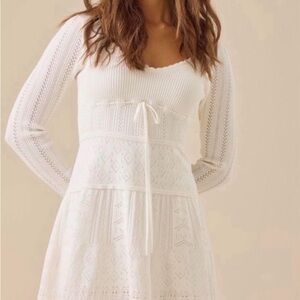 altar'd state white pointelle knit dress long sleeve
